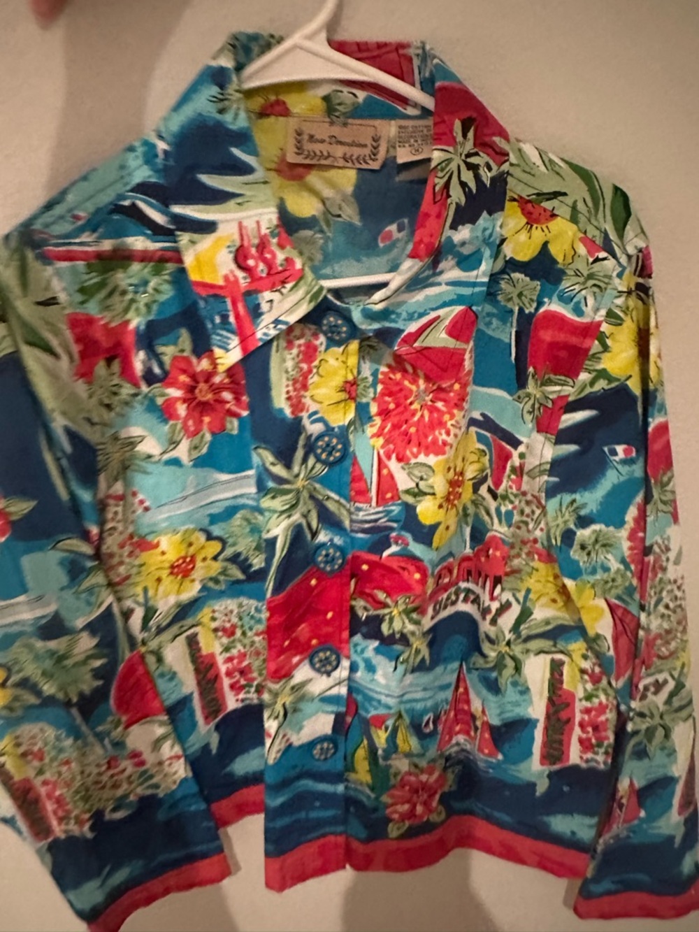 Blue Tropical Print Men's Shirt - Unknown Brand